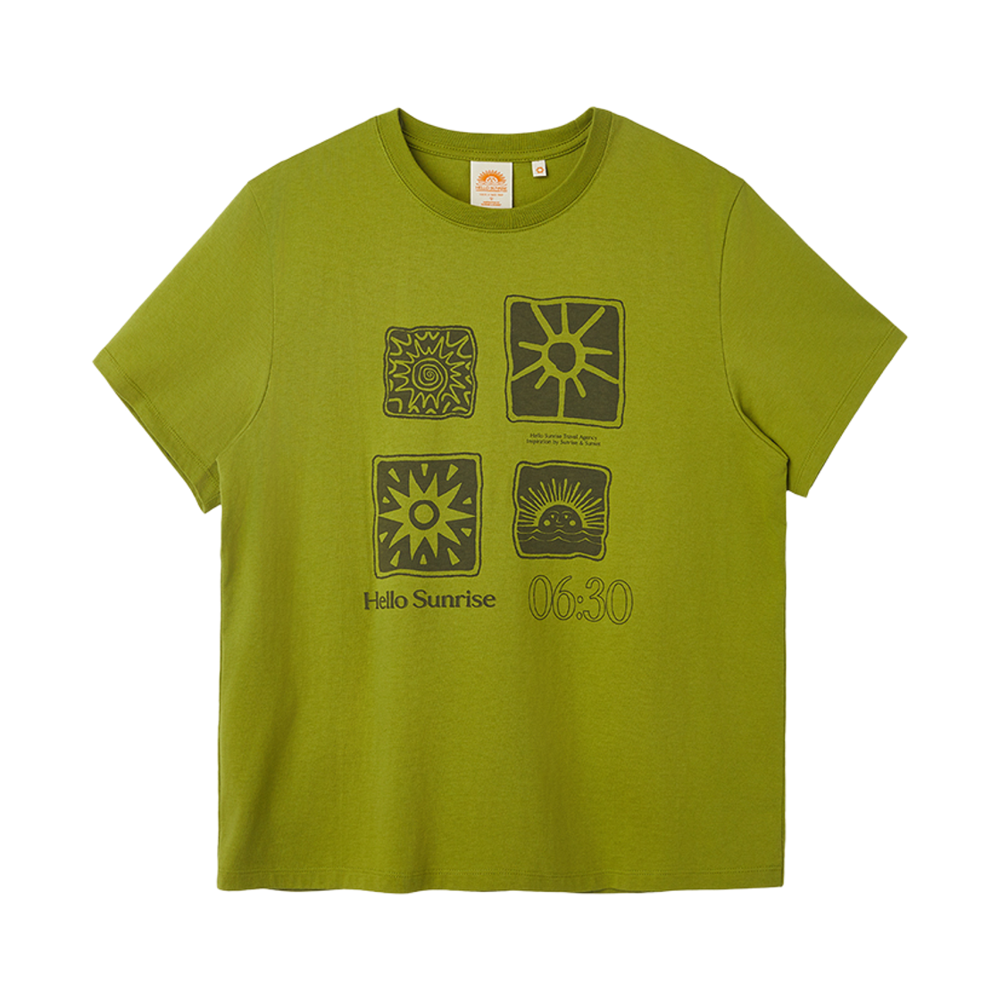 HSU61CSS002OVQQ Hello Sunrise Sun Stamp Tee_Olive