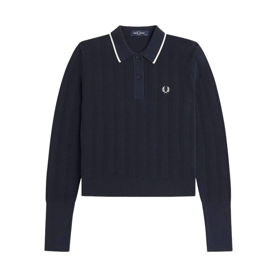 프레드페리 우먼즈 텍스쳐드 니트 셔츠 네이비 화이트(Fred Perry Womens Textured Knitted Shirt Navy White)