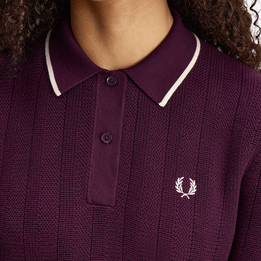 프레드페리 우먼즈 텍스쳐드 니트 셔츠 플럼(Fred Perry Womens Textured Knitted Shirt Plum) - 4