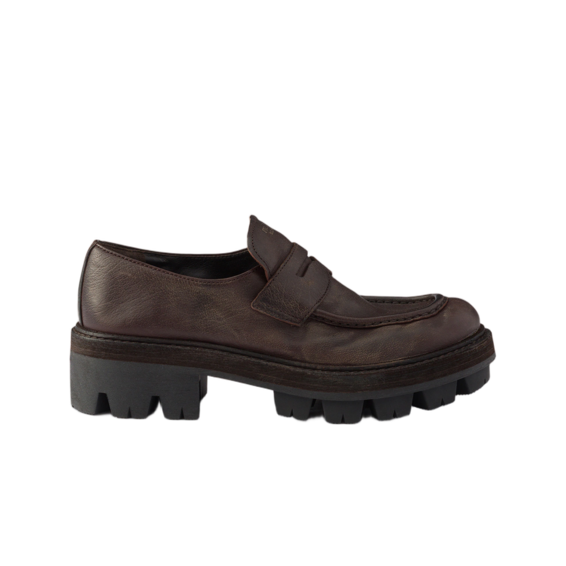 1D696O-Y9S-F0003 (W) Prada Leather Loafers Dark Brown