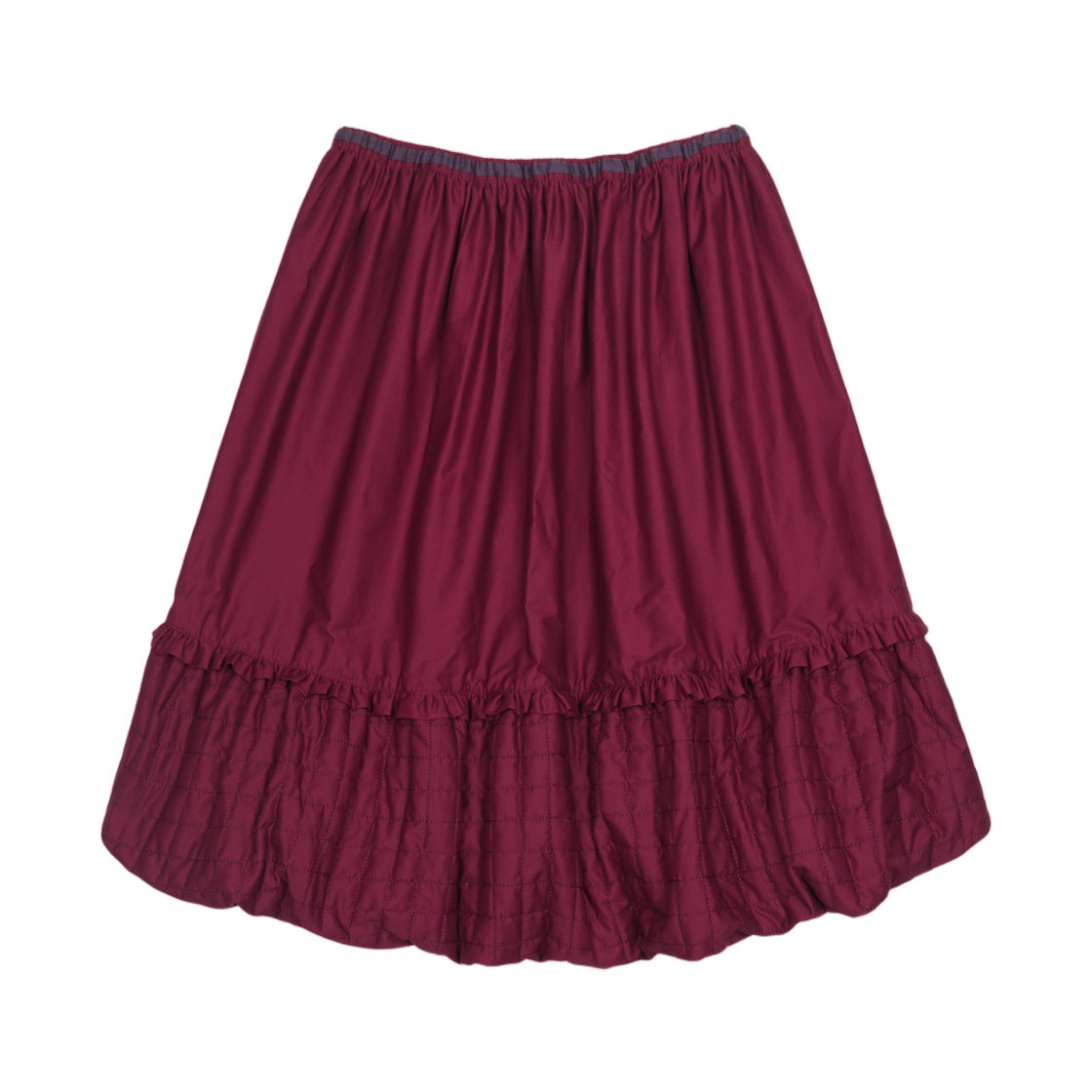 - (W) Coyseio Quilted Shirring Balloon Skirt Burgundy