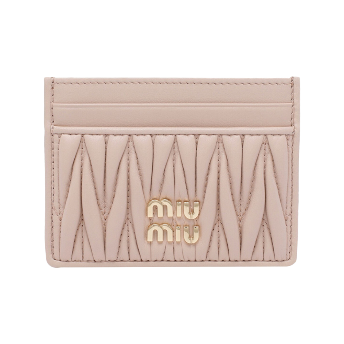 5MC076 AFPP F0236 [25% 쿠폰] Miu Miu Matelasse Nappa Leather Card Holder Powder Pink