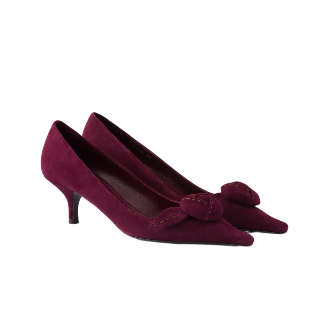 (W) 프라다 스웨이드 펌프스 버건디((W) Prada Suede Pumps Burgundy) - 2