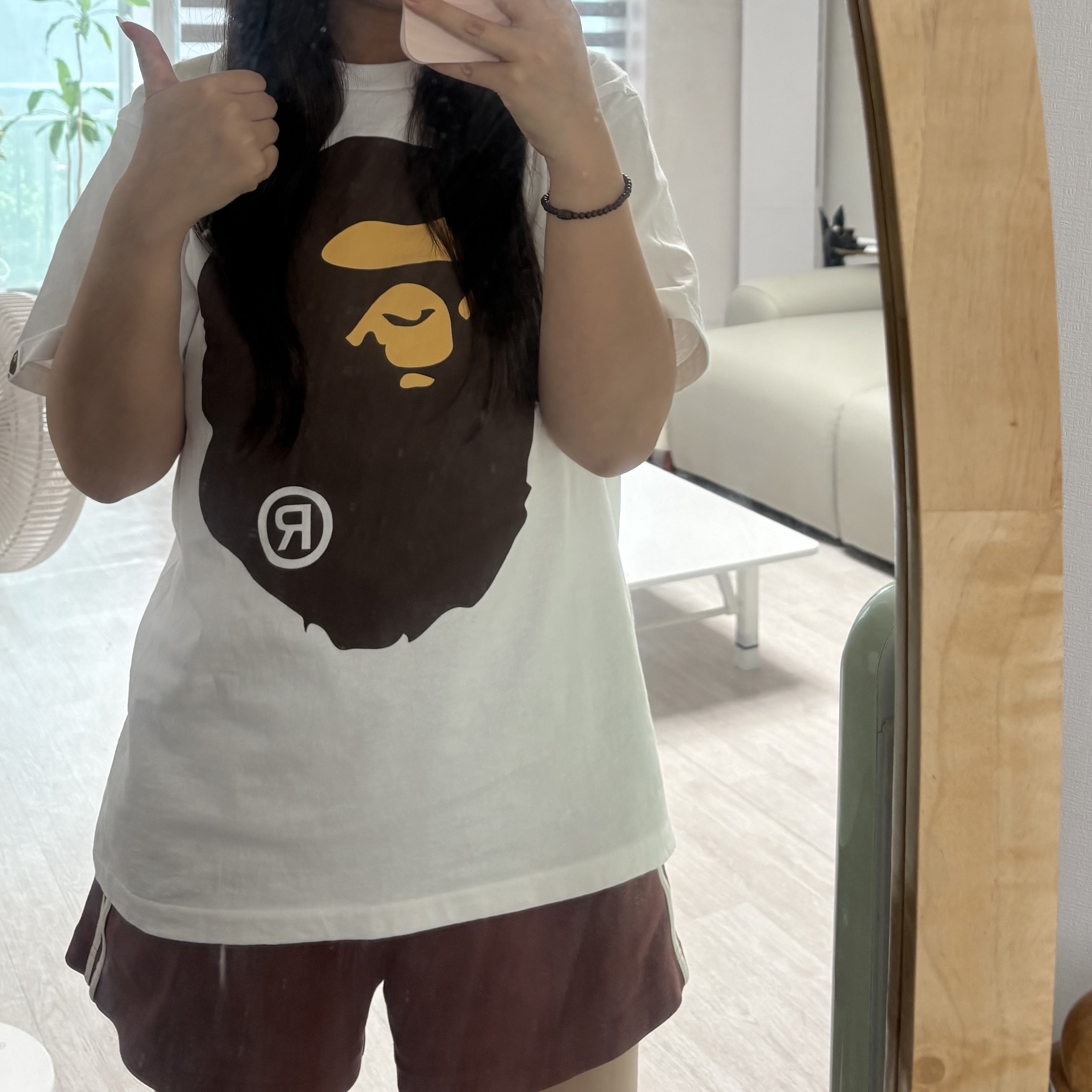 BAPE Big Ape Head T-Shirt White 착용 스타일 - 1
