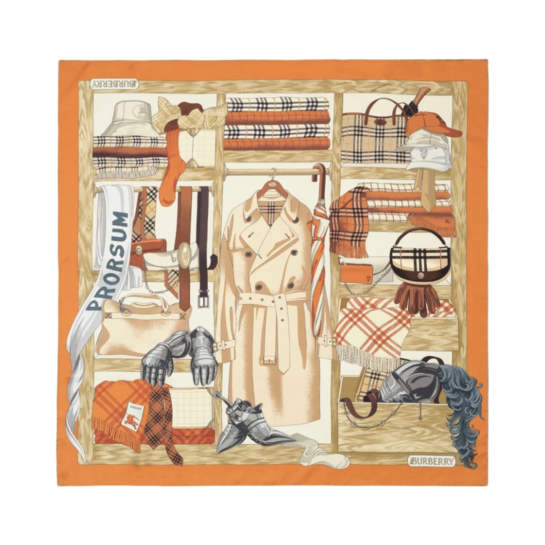 8125643 PUMPKIN ORANGE [25% 쿠폰] Burberry Wardrobe Silk Scarf Pumpkin Orange