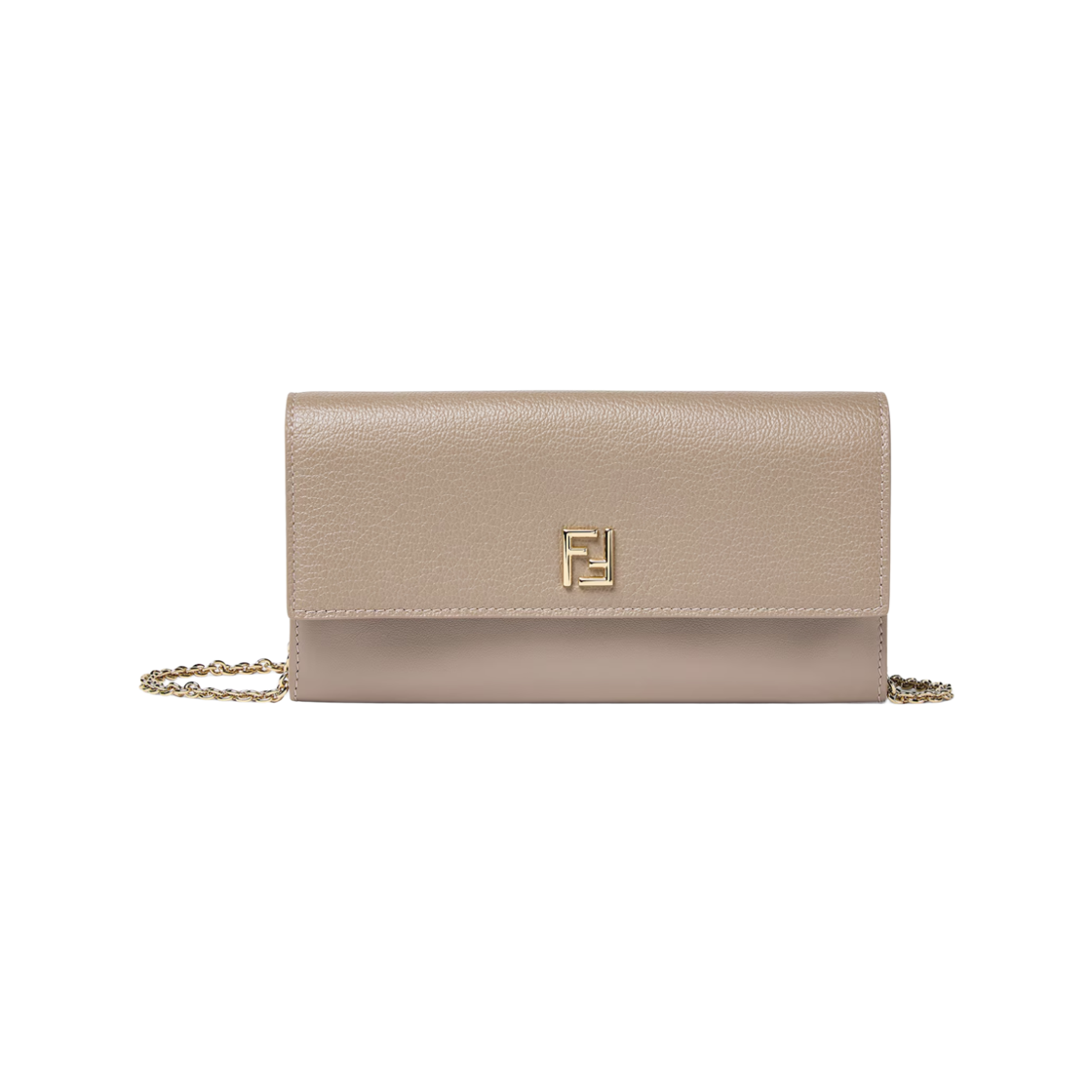 8M0587B08EF0QD3 Fendi FF Continental with Chain Leather Wallet Dove Grey