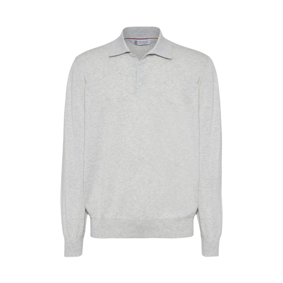 M29800135-CI807 Brunello Cucinelli Cotton Lightweight Knit Polo Shirt Light Grey