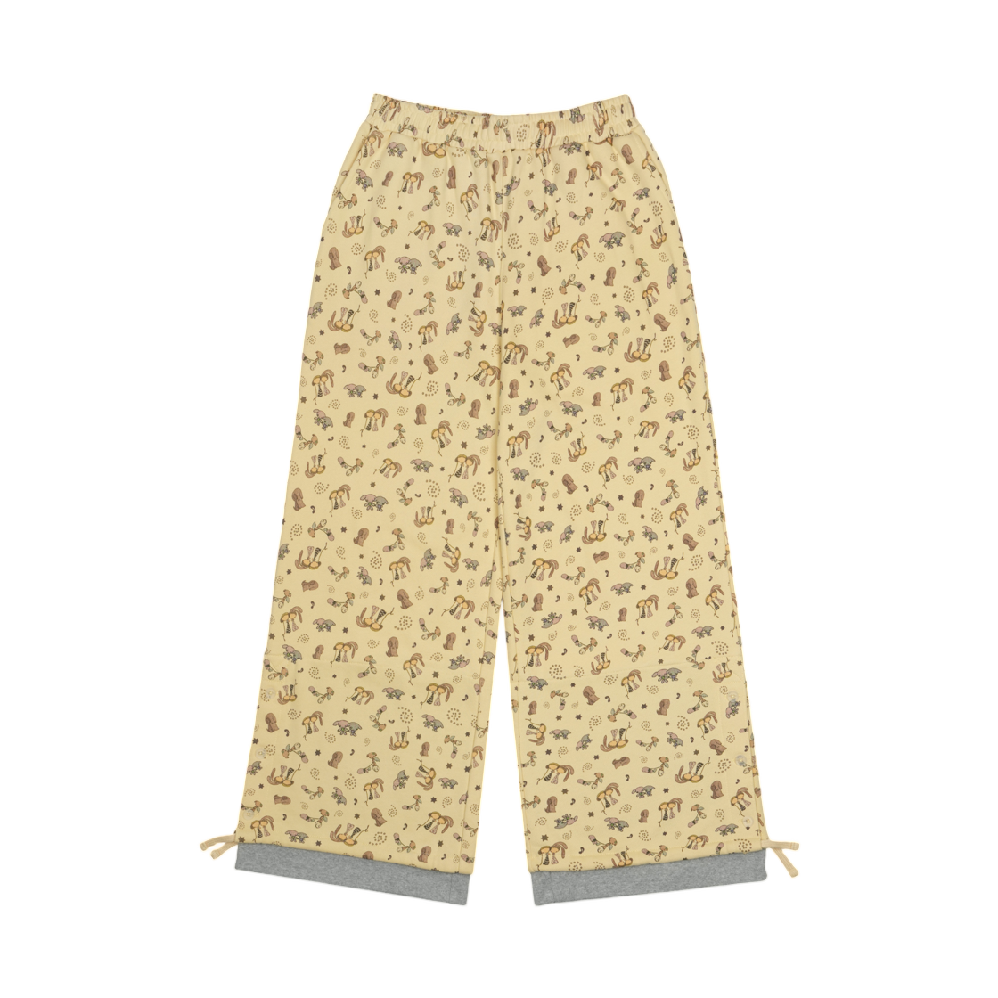 - (W) Coyseio Teji Pattern Side Button Sweat Pants Yellow