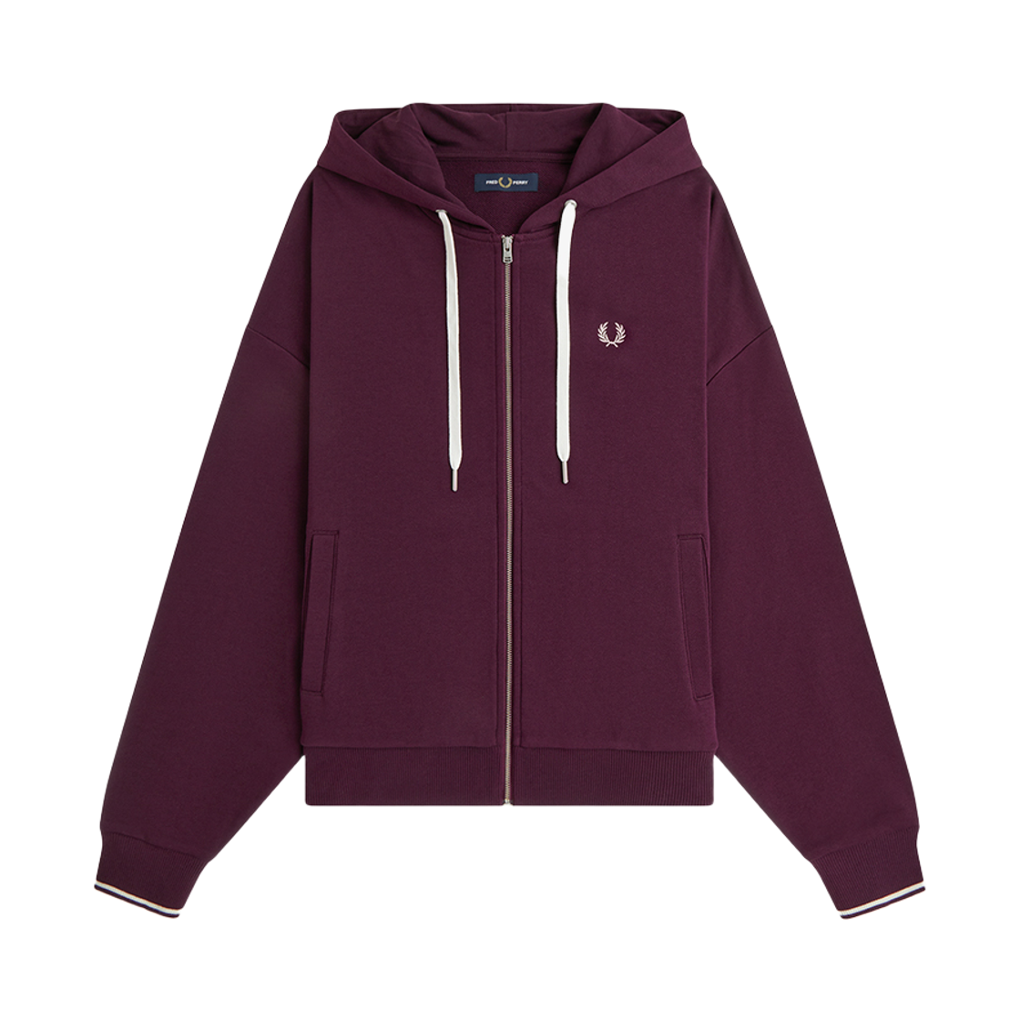 AFPF2G33134-37C Fred Perry Womens Oversized Hooded Zip-Thru Sweatshirt Plum