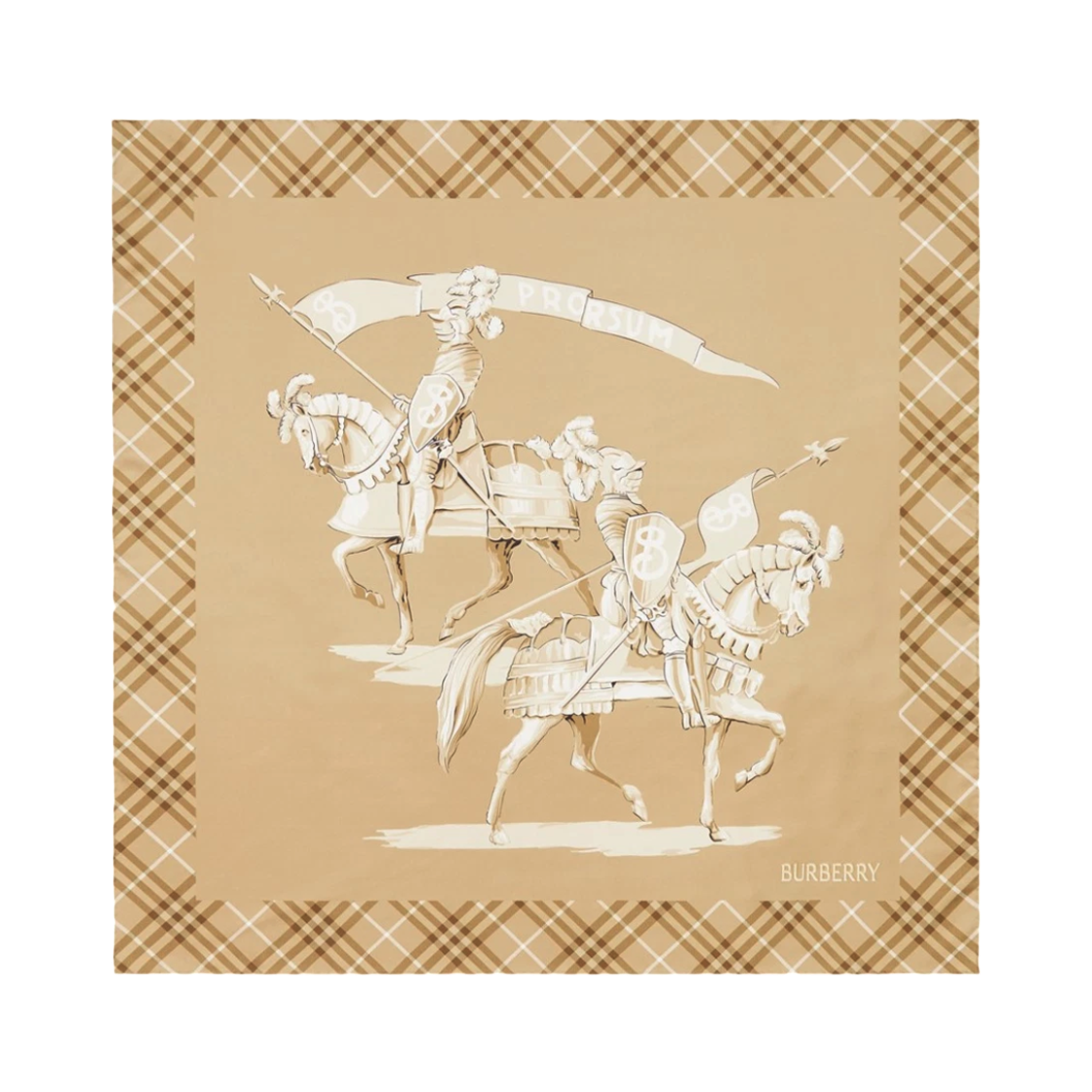 8125815 FINCH BEIGE 26S [25% 쿠폰] Burberry Archive Knight Silk Scarf Finch Beige