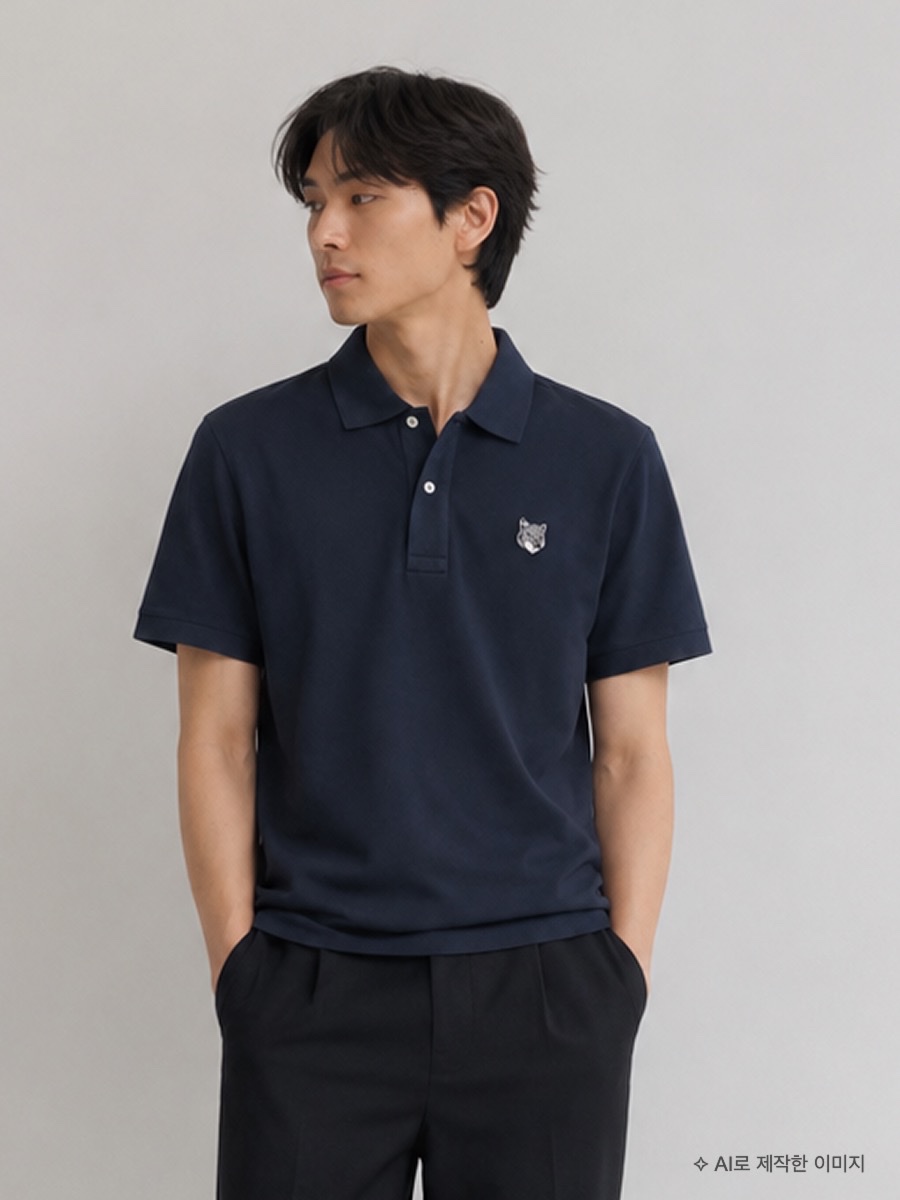 [25% 쿠폰] Maison Kitsune Fox Head Comfort Polo Classic Navy, Maison Kitsune Fox Head Comfort Polo Classic Navy 착용 스타일