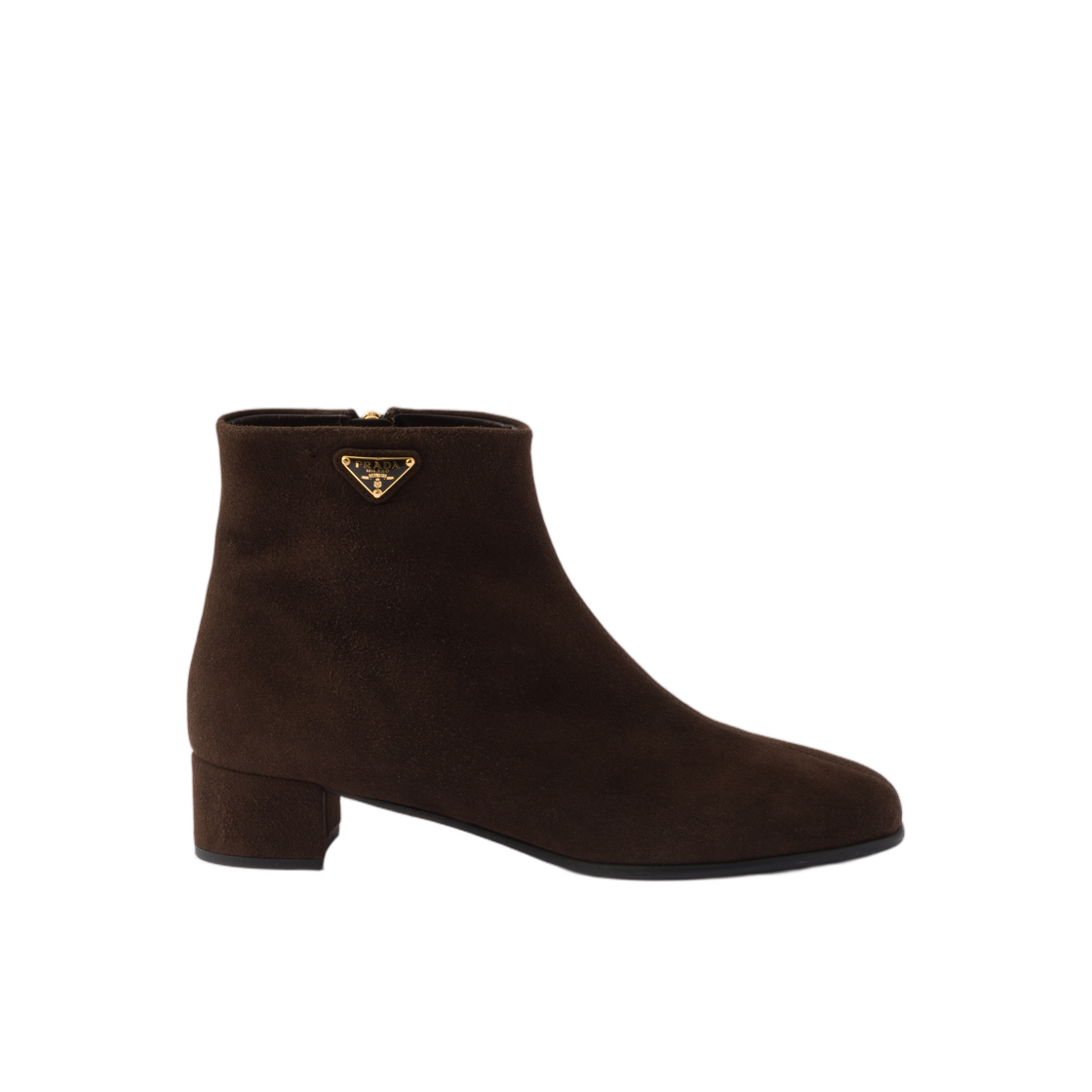 1T173O-008-F0003 (W) Prada Suede Booties Dark Brown