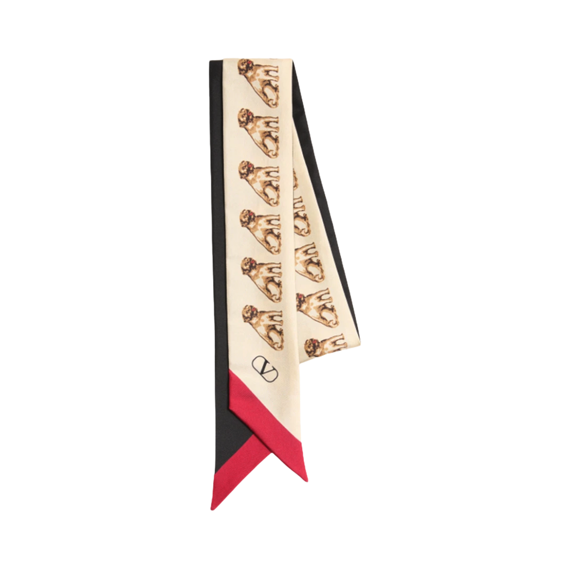 7W2E6017 UQW CEV 25F [25% 쿠폰] (W) Valentino Petit Charles Silk Bandeau Scarf Black Beige