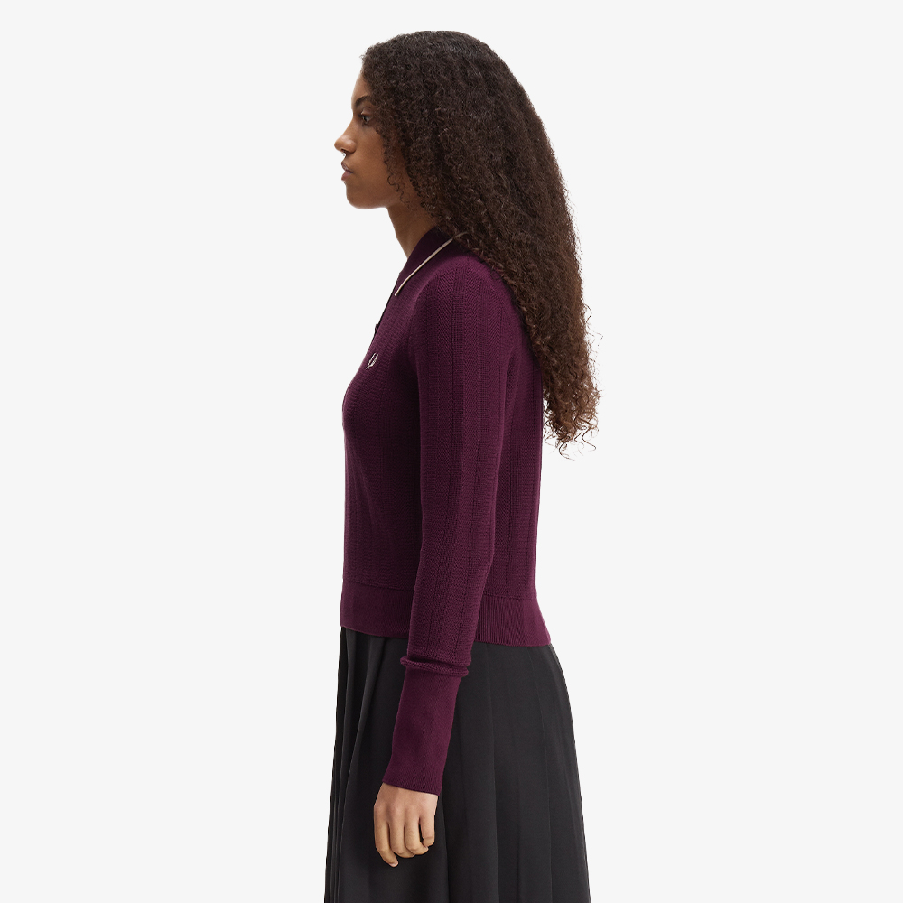 프레드페리 우먼즈 텍스쳐드 니트 셔츠 플럼(Fred Perry Womens Textured Knitted Shirt Plum) - 3