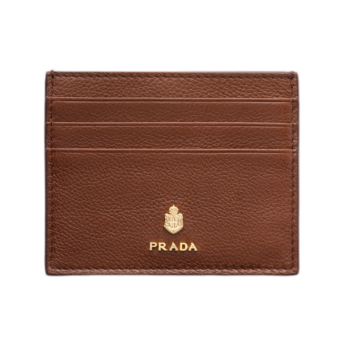1MC025-2ZSN-F0042 Prada Leather Card Holder Chestnut Brown