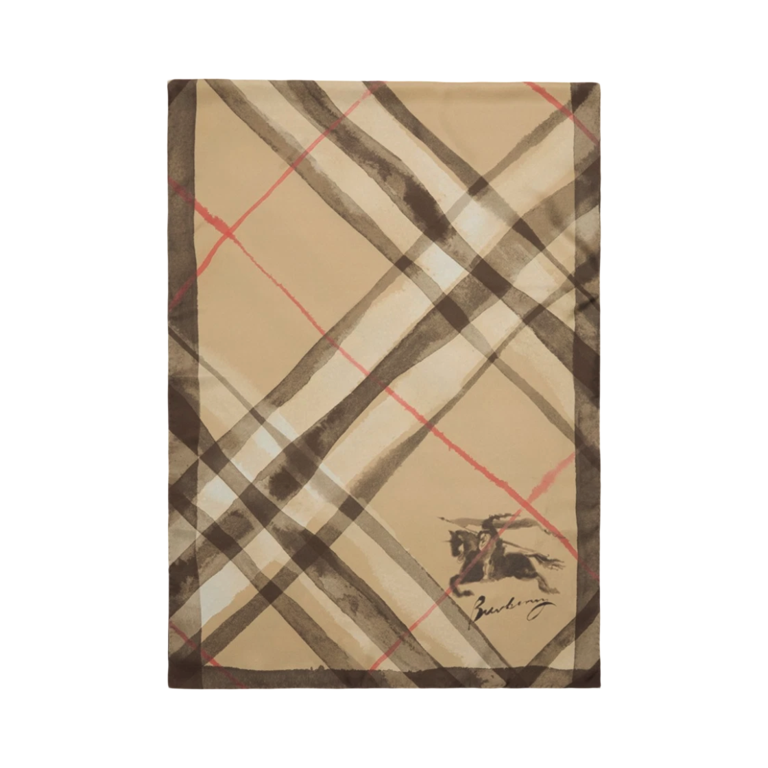 8120311 SAND 26S [25% 쿠폰] (W) Burberry Wide Watercolour Check Silk Scarf Sand Beige