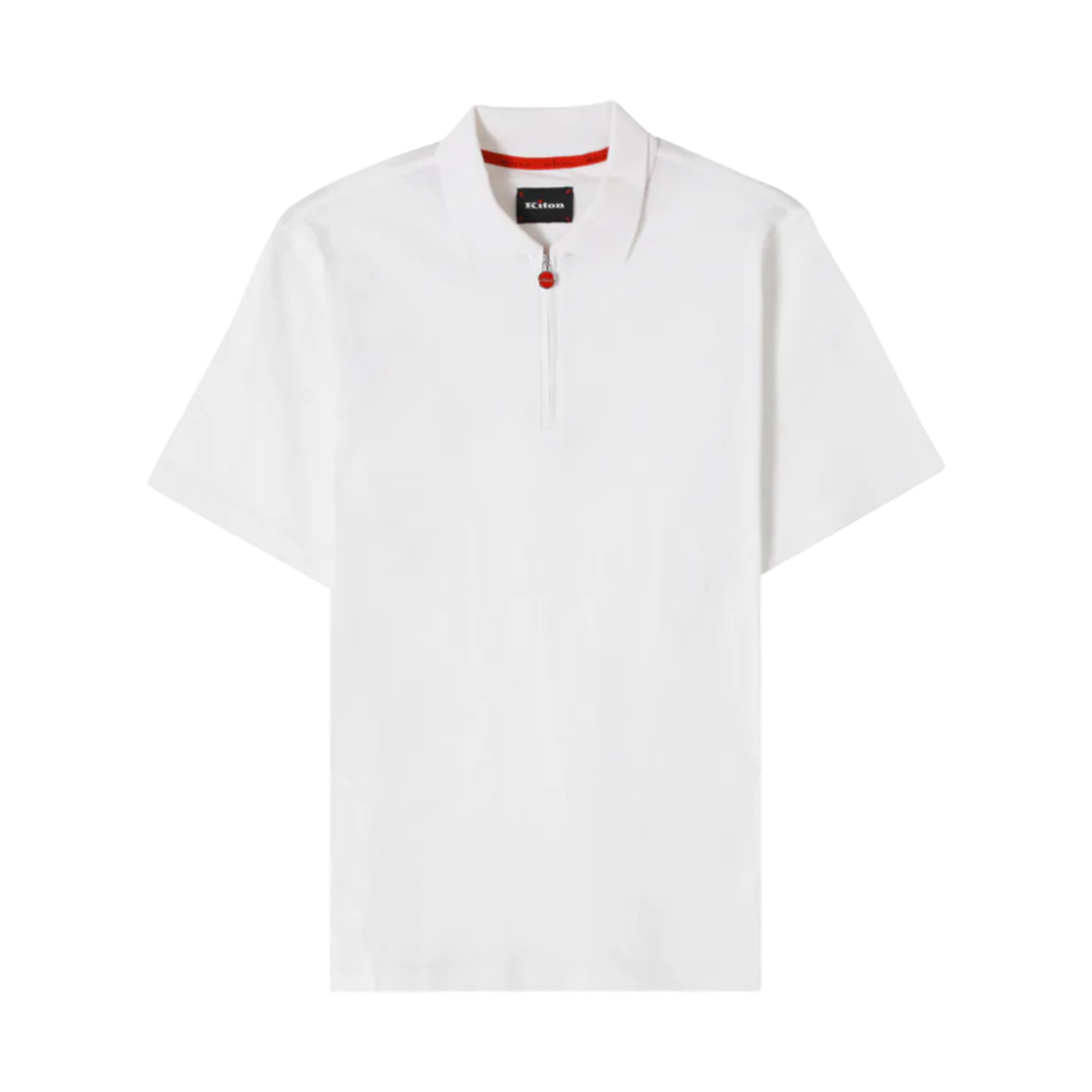 UMK117140C Kiton Short Sleeve Half Zip Polo Shirt White