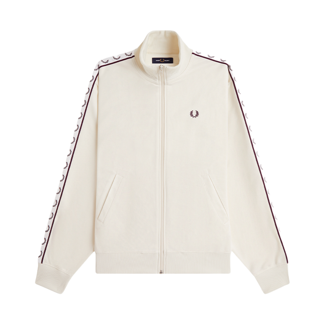 AFPF2G31106-170 Fred Perry Womens Relaxed Taped Track Jacket Ecru