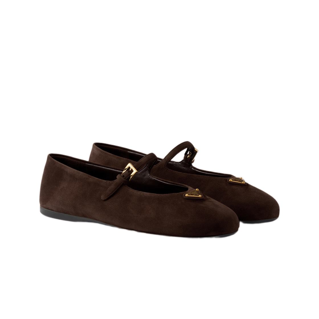 (W) 프라다 스웨이드 발레리나 다크 브라운((W) Prada Suede Ballerinas Dark Brown) - 2