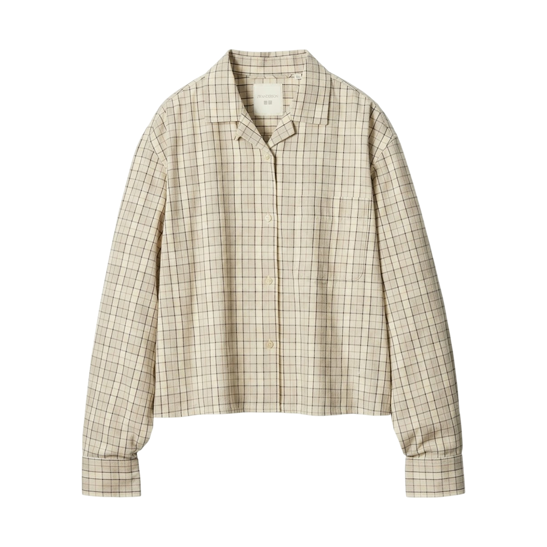 489407-32 (W) Uniqlo x JW Anderson Flannel Boxy Shirt Check B Beige