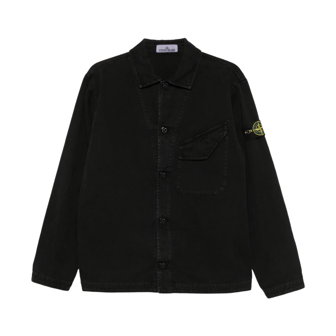 L2S1512000-12S0184-V0129 Stone Island 1200012 Organic Panama Cotton Old Effect Comfort Fit Overshirt with Chest Pocket Black - 26FW