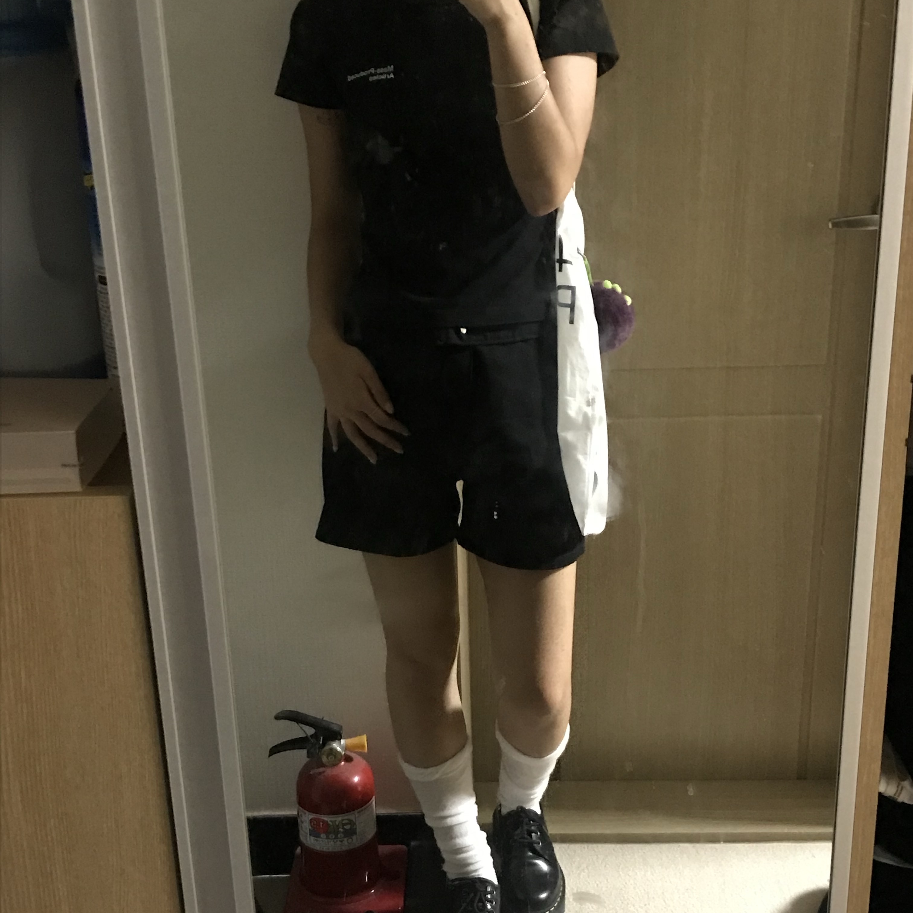 Dr. Martens 1461 Quad Black, (W) Plastic Product MPa T-Shirt Black 착용 스타일 - 3