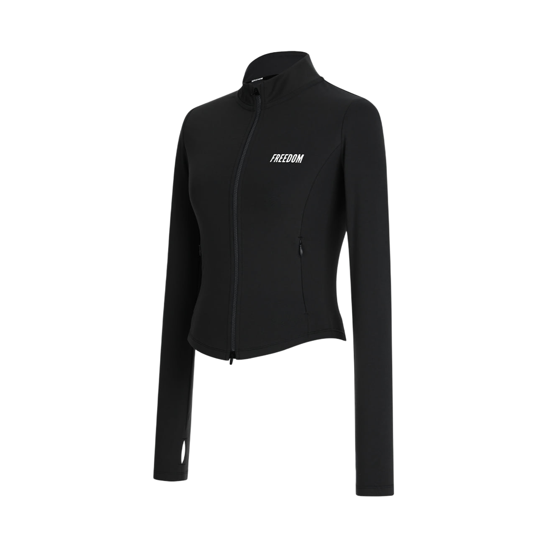 프리덤 커브드 슬림 카라 집업 블랙(FREEDOM Curved Slim Collar Zip-Up Black)