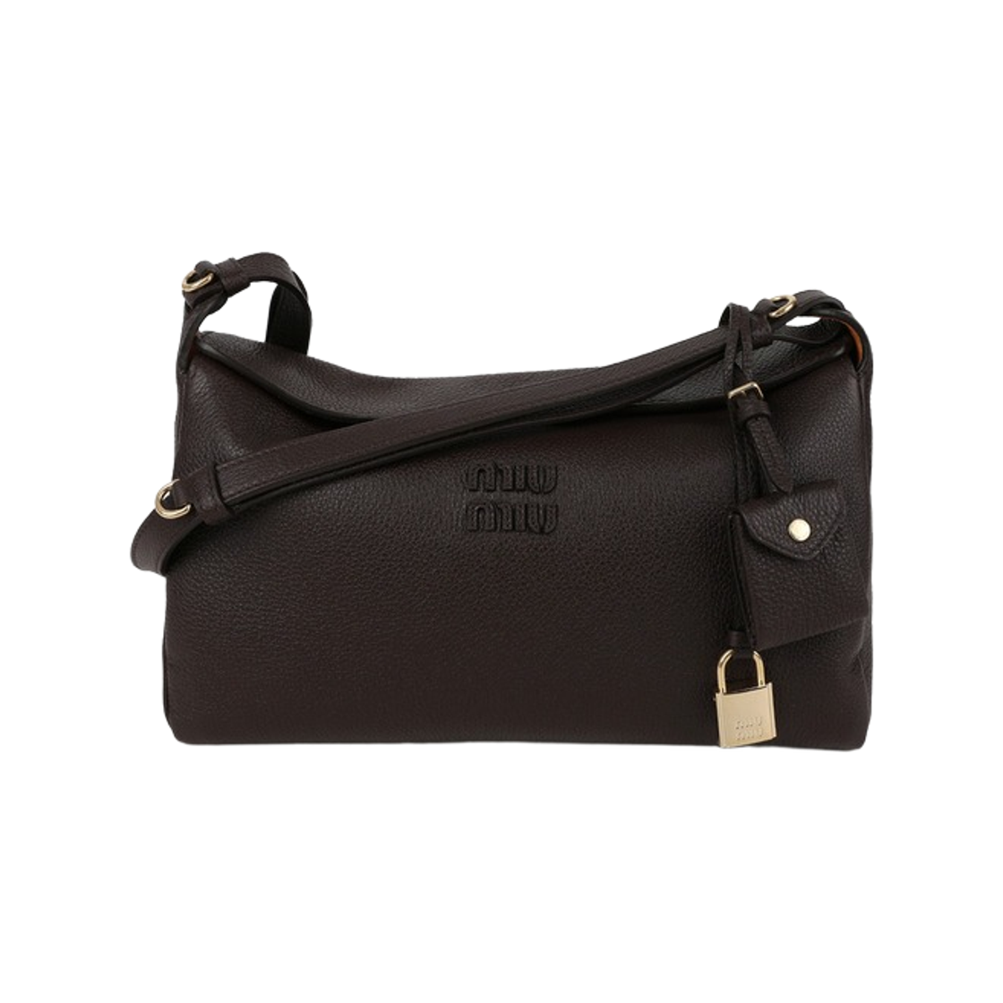 5BC195-2IFL-F0ZKS Miu Miu Leather Shoulder Bag Dark Brown Papaya