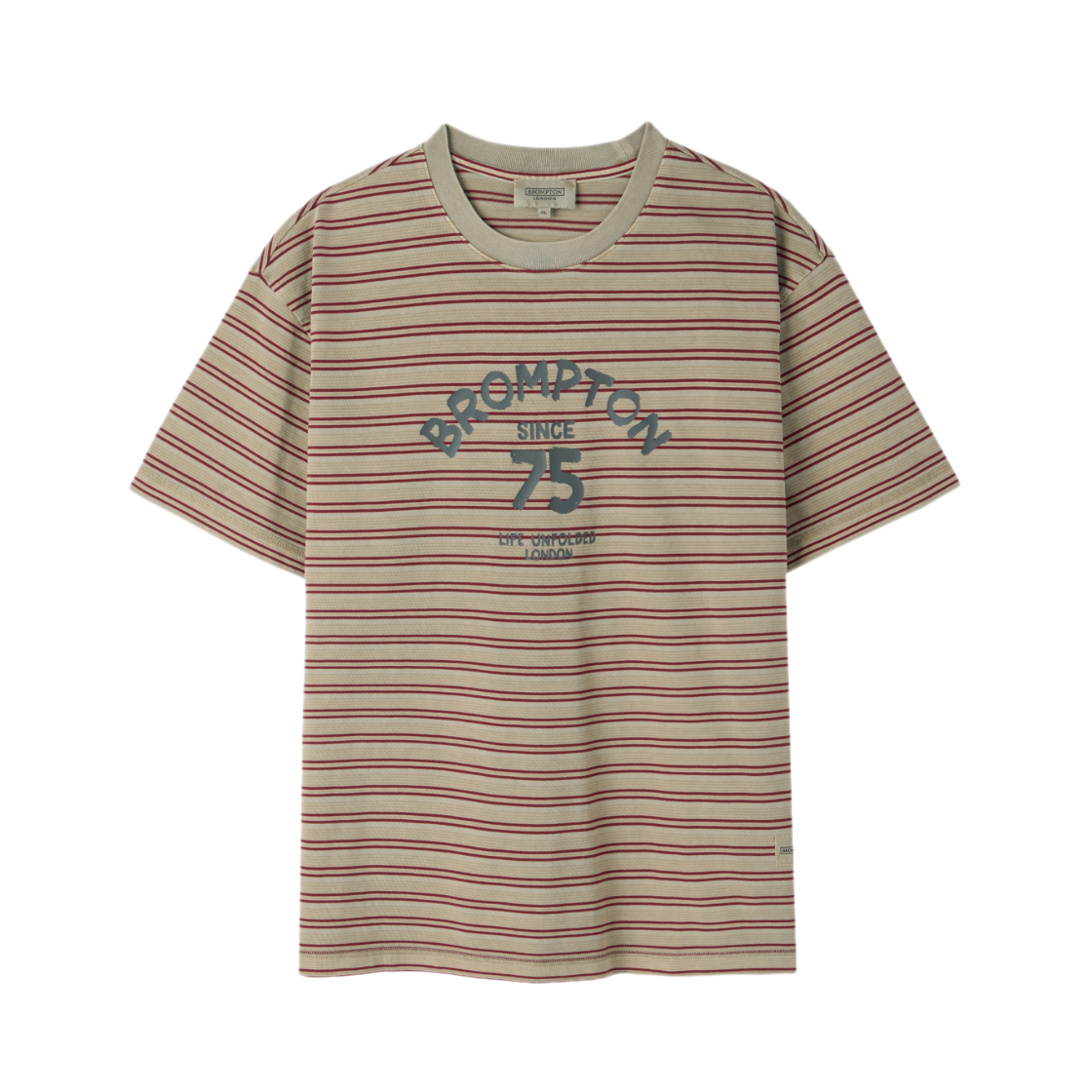 P262UTS138027 BROMPTON LONDON Pigment Stripe Half Sleeve T-Shirt Burgundy