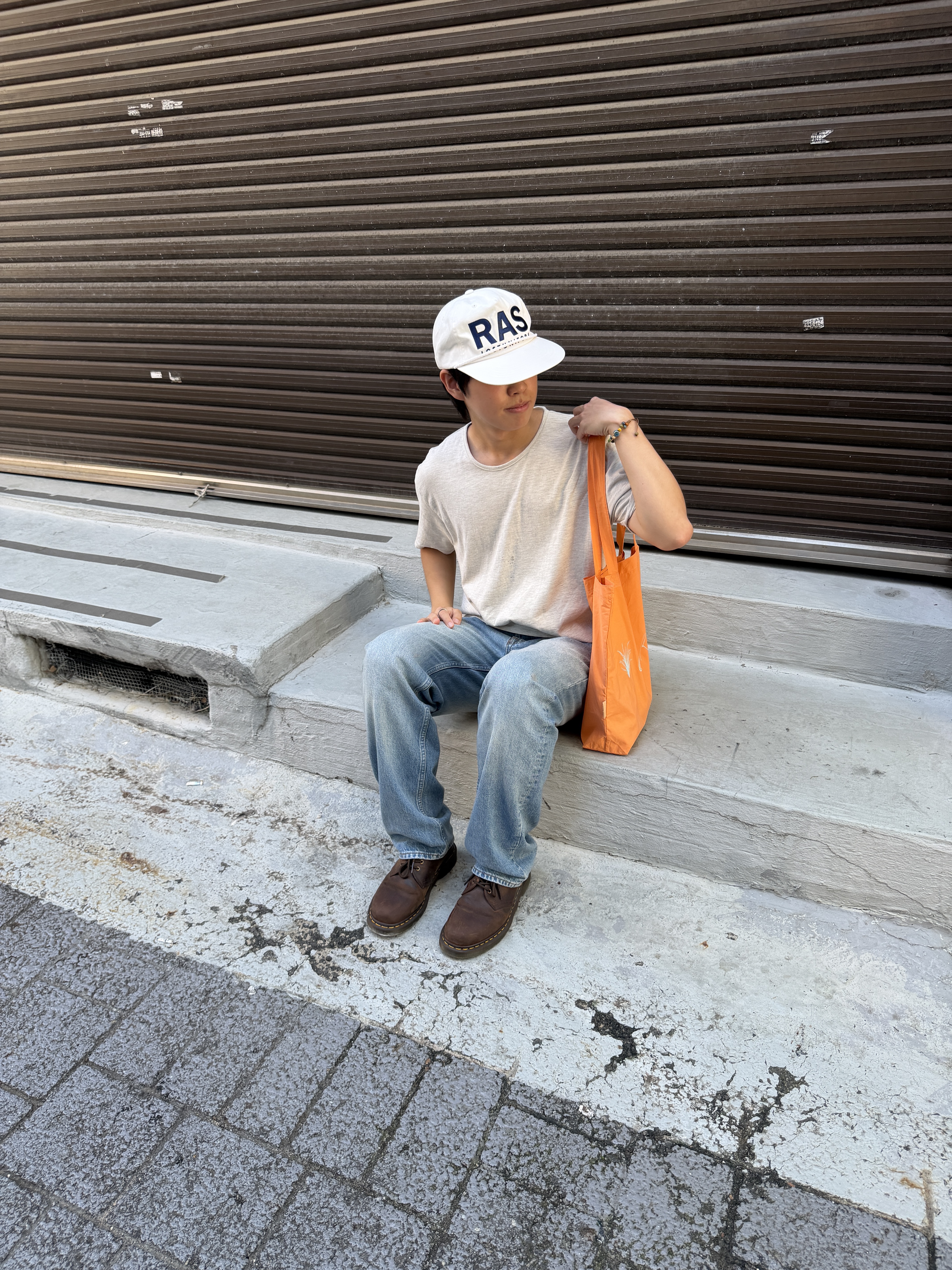 Rust And Stone Ras 3M String Mesh Cap Ivory 착용 스타일 - 1