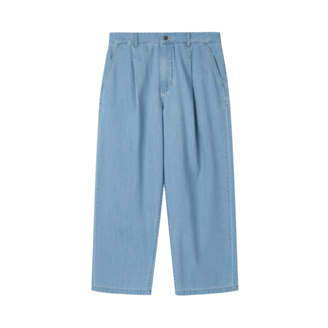 P262UDP481059 BROMPTON LONDON Half Banding One Tuck Denim Trousers L Blue