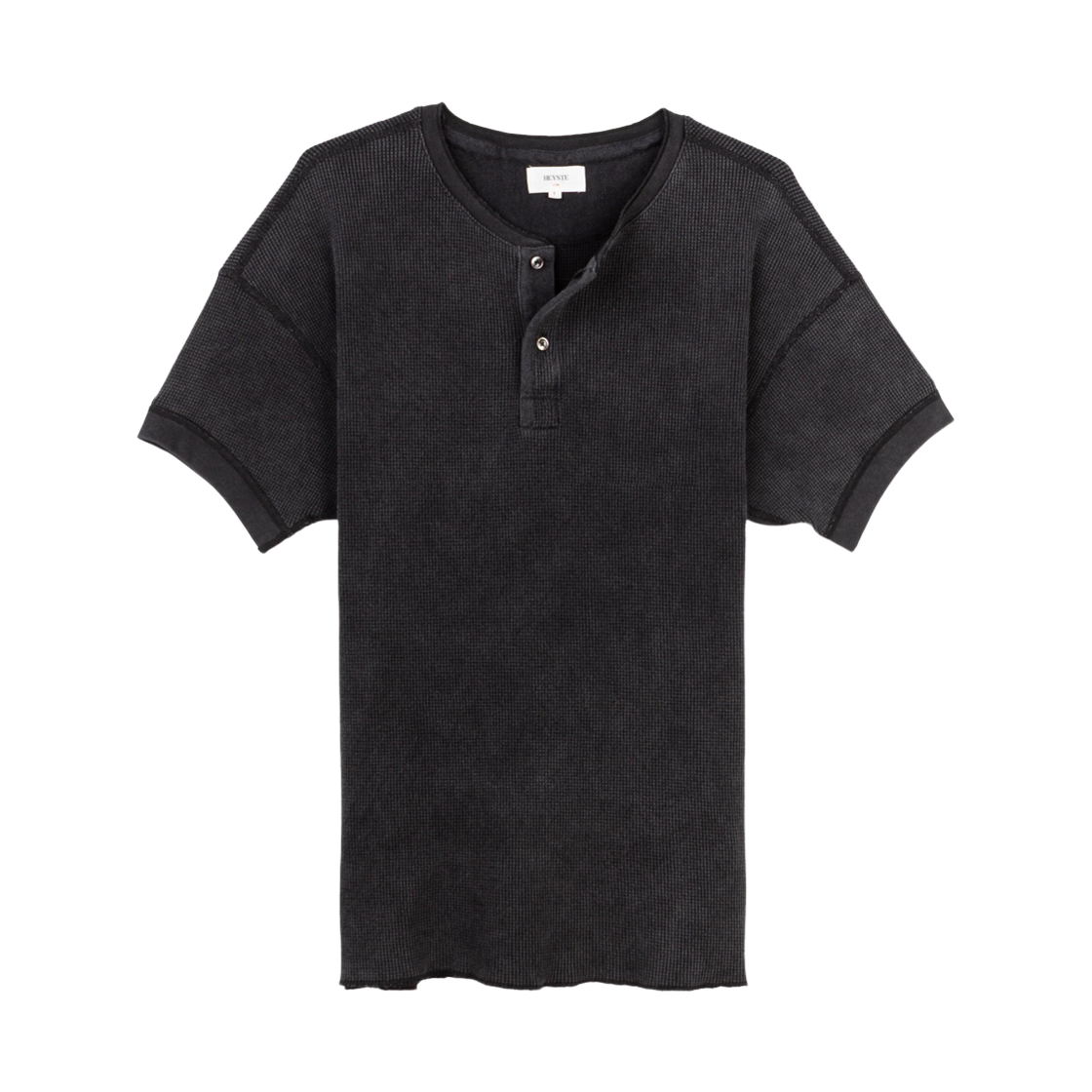 헤이스트 오리지널 써멀 니트 헨리 티 블랙(HEYSTE Original Thermal Knit Henley Tee Black)