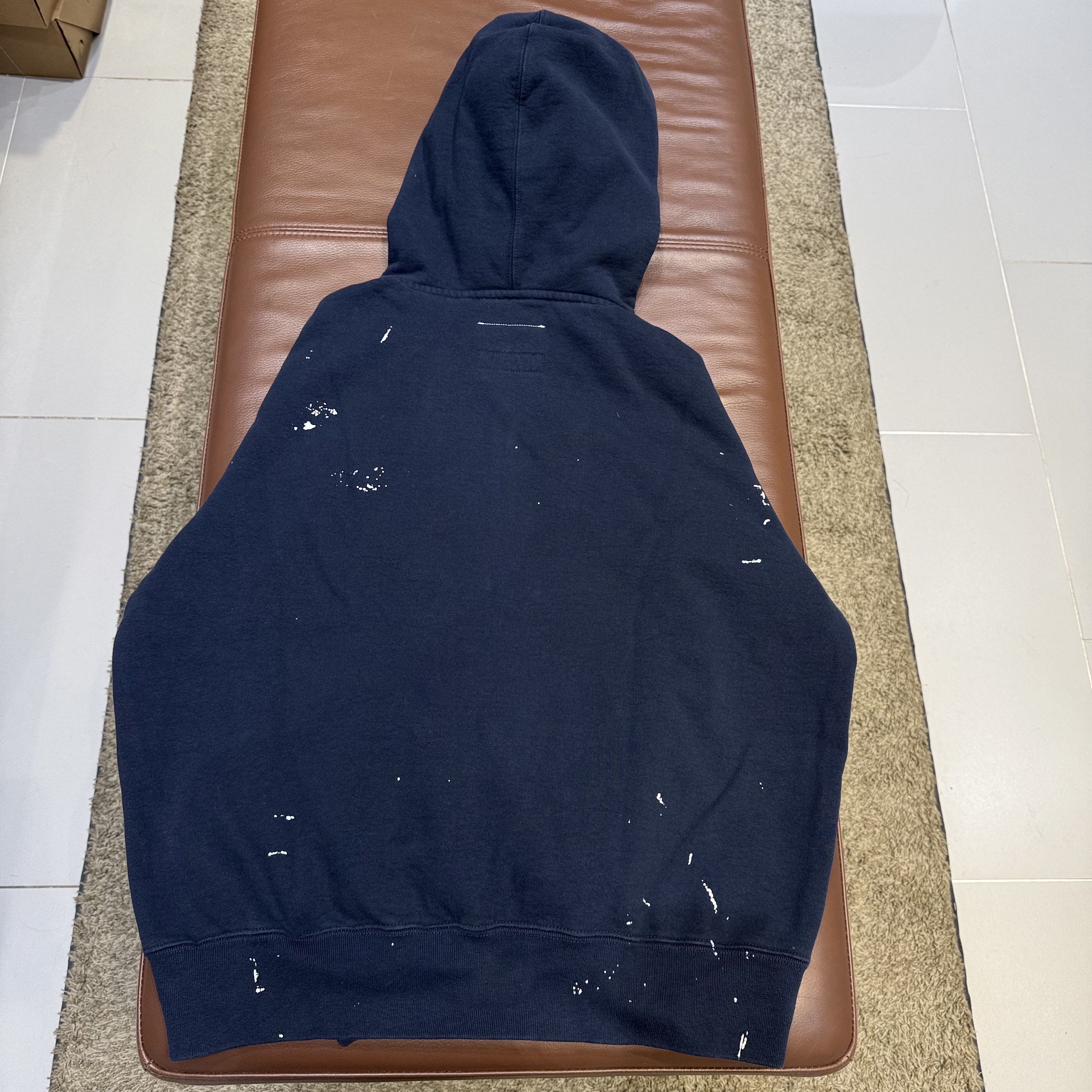Supreme x MM6 Maison Margiela Box Logo Zip Up Hooded Sweatshirt Navy - 26SS 착용 스타일 - 2