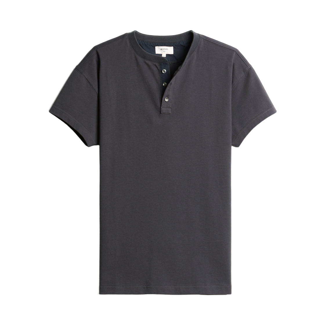 헤이스트 코튼 3버튼 헨리 티 차콜(HEYSTE Cotton 3 Button Henley Tee Charcoal)