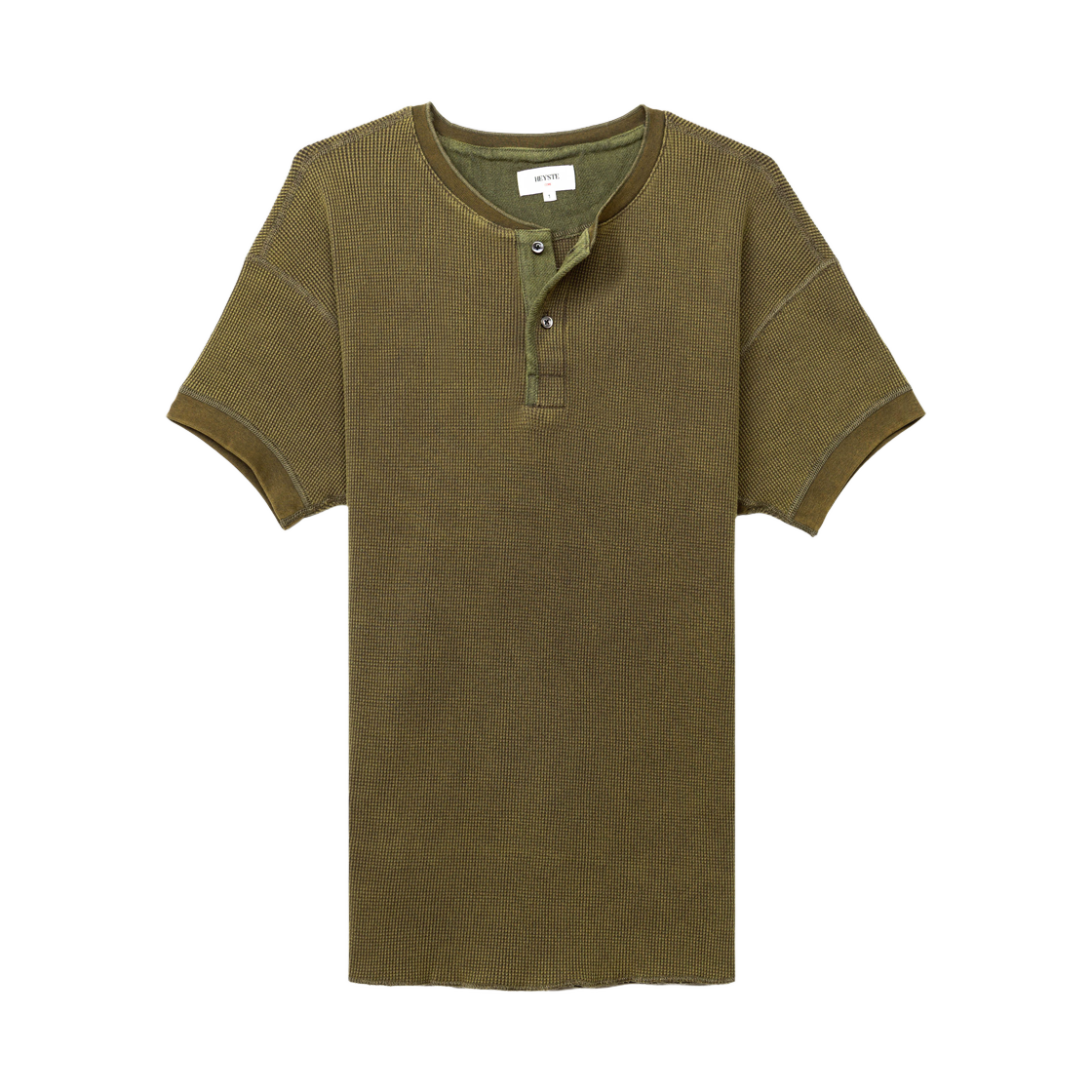 헤이스트 오리지널 써멀 니트 헨리 티 포레스트그린(HEYSTE Original Thermal Knit Henley Tee Forest Green) - 1
