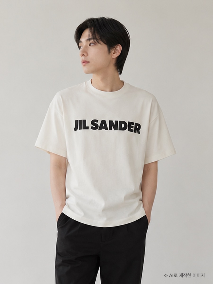 [25% 쿠폰] Jil Sander Logo T-Shirt Natural, Jil Sander Logo T-Shirt Natural 착용 스타일