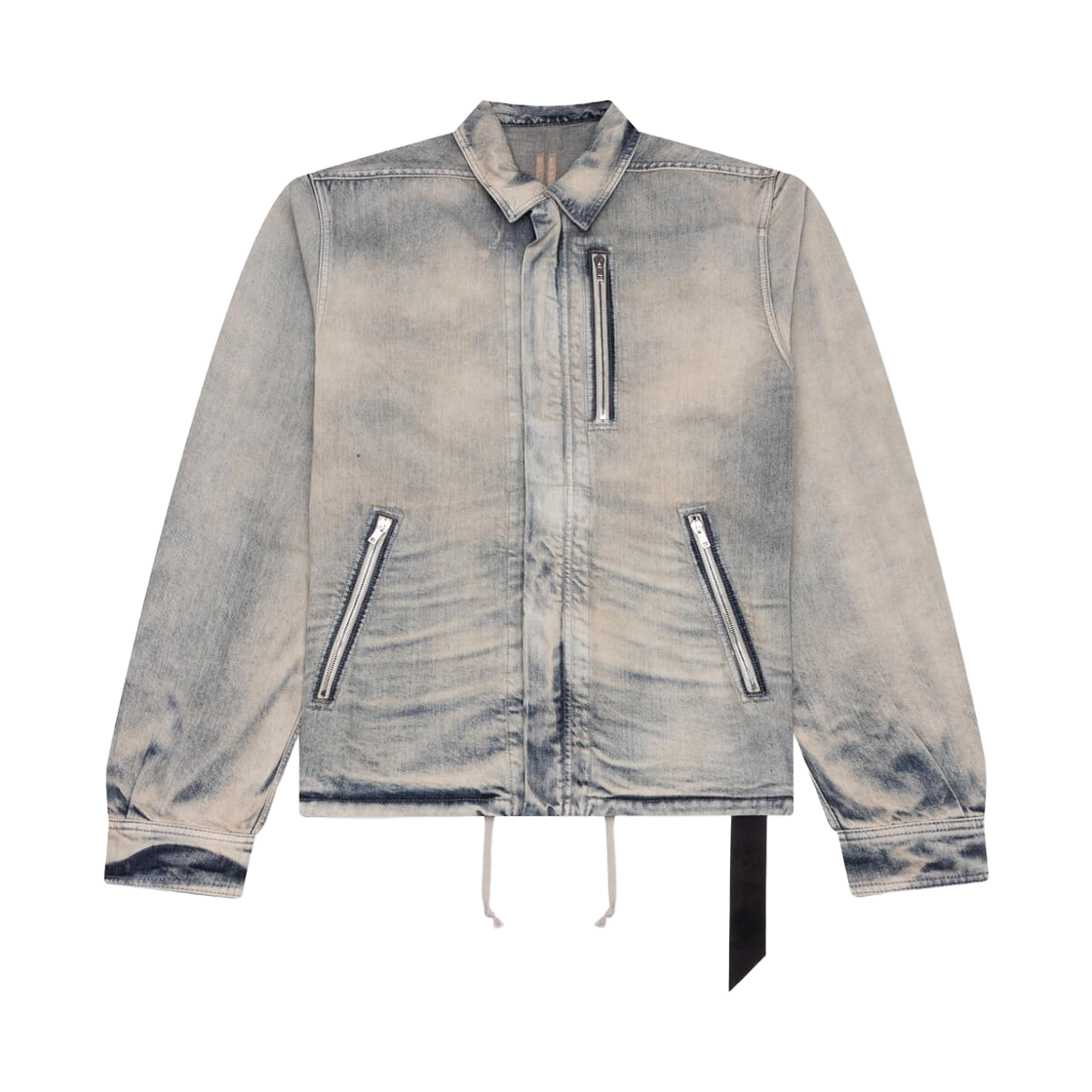 DU02E7775-DMP-38 Rick Owens Drkshdw Concealed Zip Front Denim Jacket Mineral Pearl Degrade