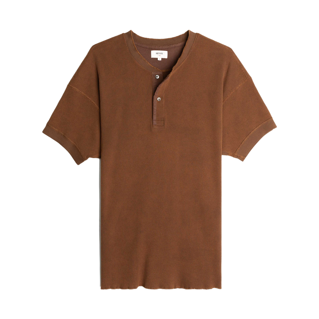 헤이스트 오리지널 써멀 니트 헨리 티 어스브라운(HEYSTE Original Thermal Knit Henley Tee Earth Brown)