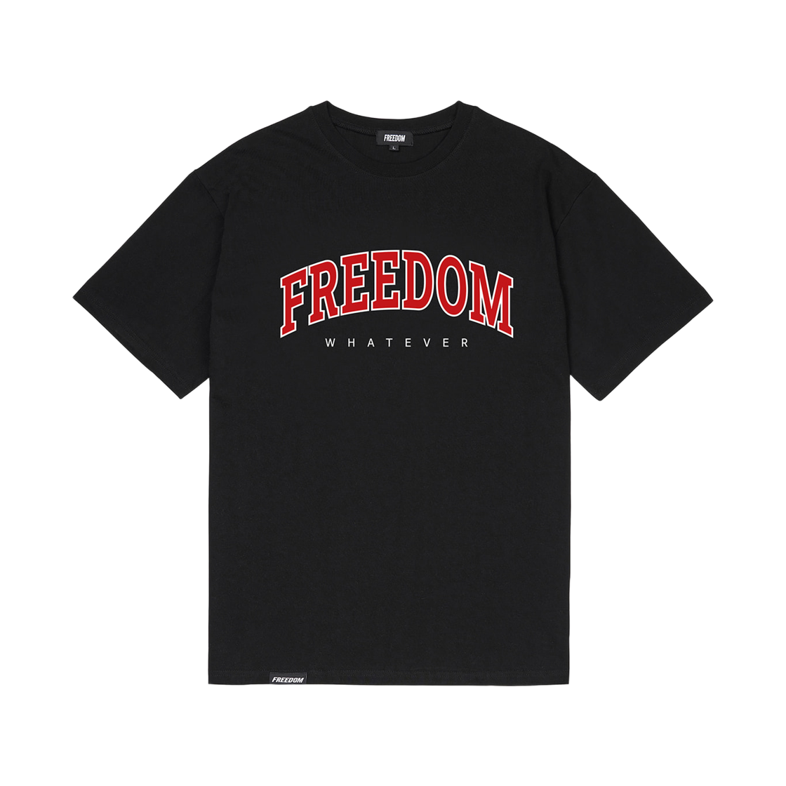 프리덤 아치로고 세미오버핏 티셔츠 블랙 레드(FREEDOM Arch Logo Semiover Fit T-shirt black red) - 1