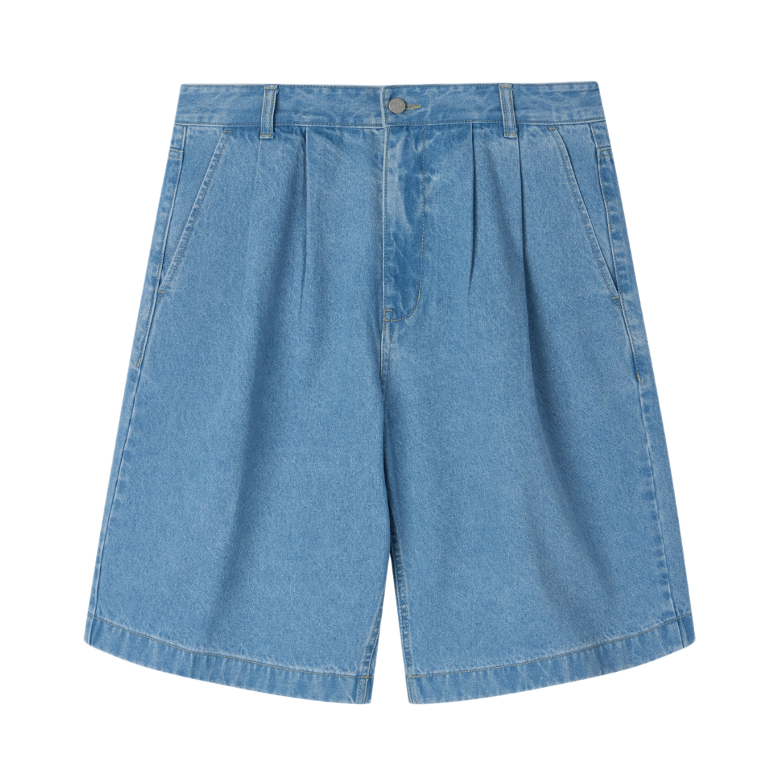 P262UDP435059 BROMPTON LONDON Denim Two Tuck Half Trousers L Blue