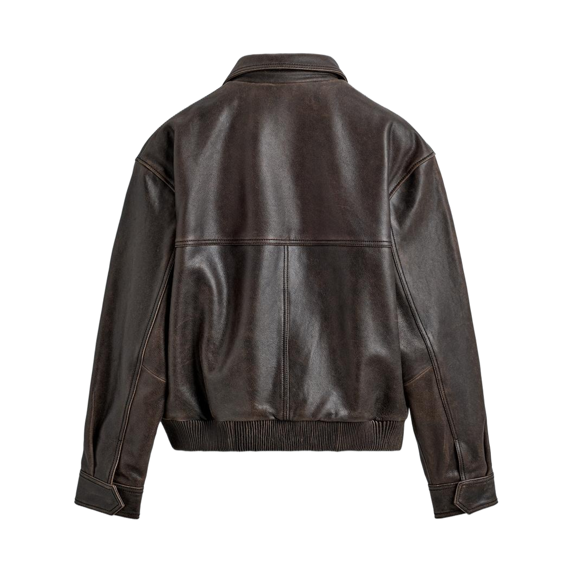 자라 워싱 레더 봄버 자켓 브라운(Zara Washing Leather Bomber Jacket Brown) - 2