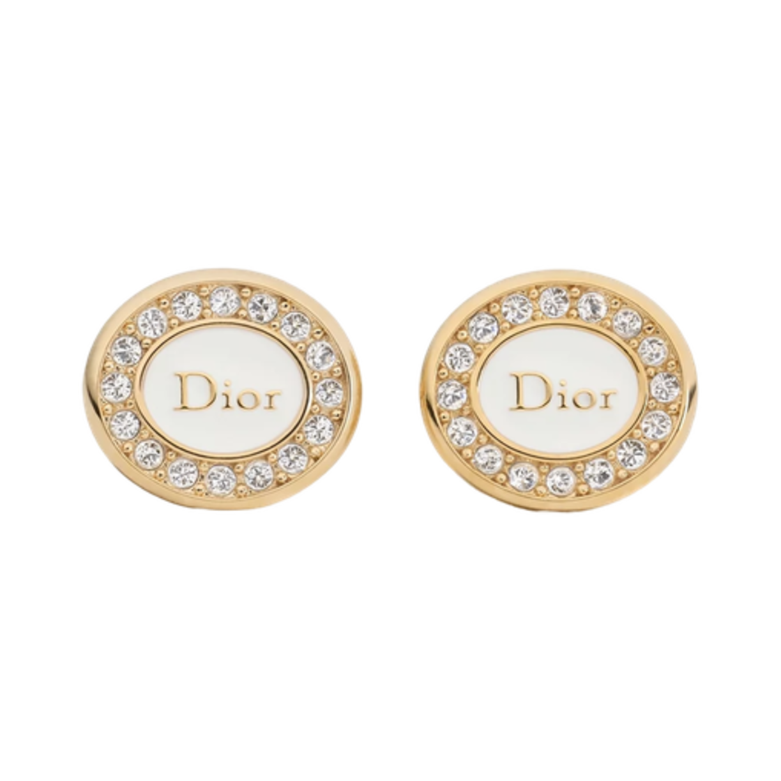 E4818WOMLQ-D301 (W) Dior Core Earrings Gold Finish Metal And Crystals With Lacquer Gold White