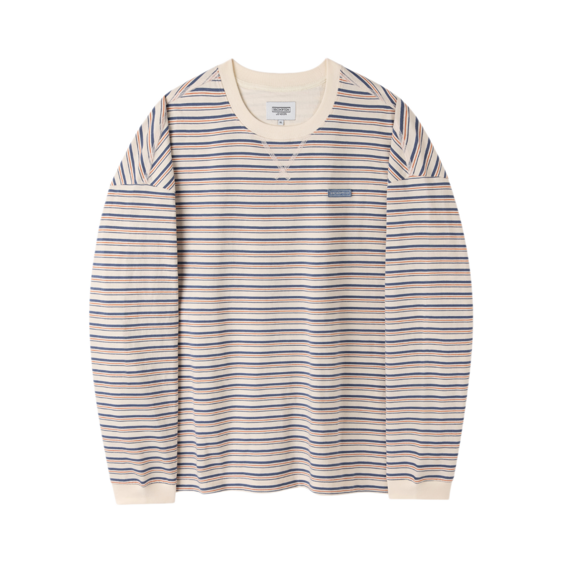 P261UTS103012 BROMPTON LONDON Stripe Long Sleeve T-Shirt Ivory
