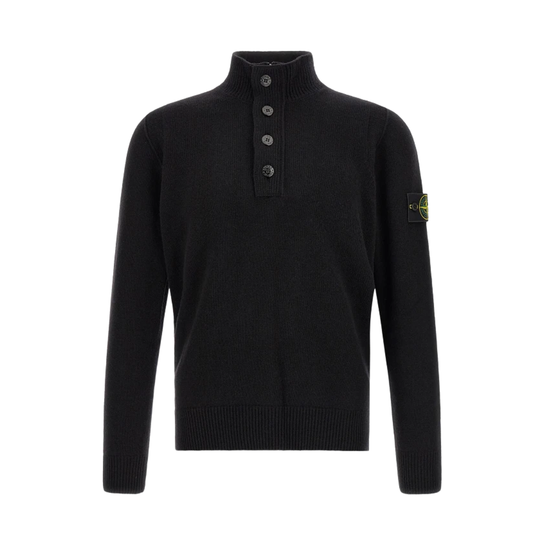 L2S1551000-40S00A3-V0029 Stone Island 5100040 Lambswool Regular Fit Half Zip Jumper with Button Placket Black - 26FW