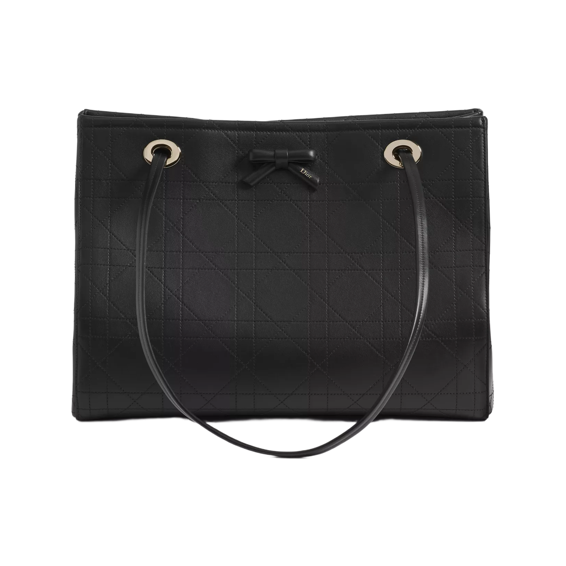 M1409OHST-M911 Dior Medium Dior Promenade Shopping Bag Flat Cannage Calfskin Black
