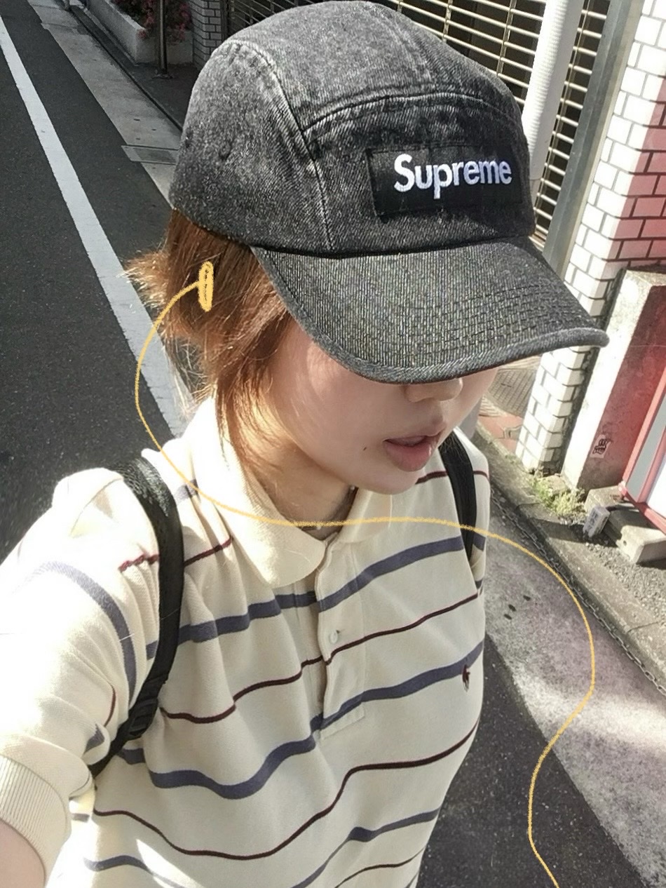 Supreme Denim Camp Cap Black - 23SS 착용 스타일 - 2