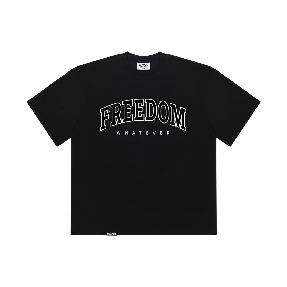 프리덤 아치로고 세미오버핏 티셔츠 블랙 화이트(FREEDOM Arch Logo Semiover Fit T-shirt black white)
