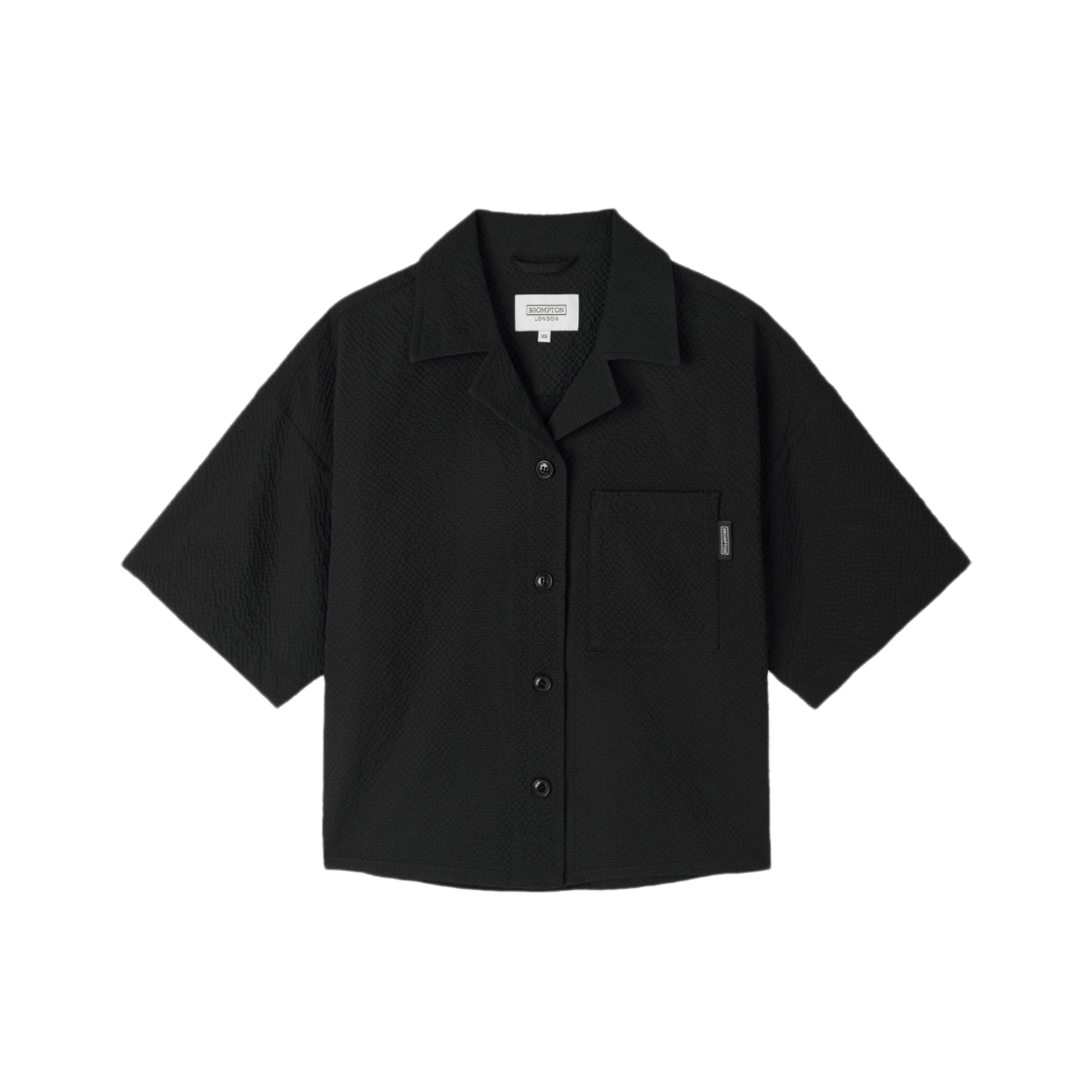 P262WSH180099 BROMPTON LONDON W Seersucker Half Sleeve Shirtket Black