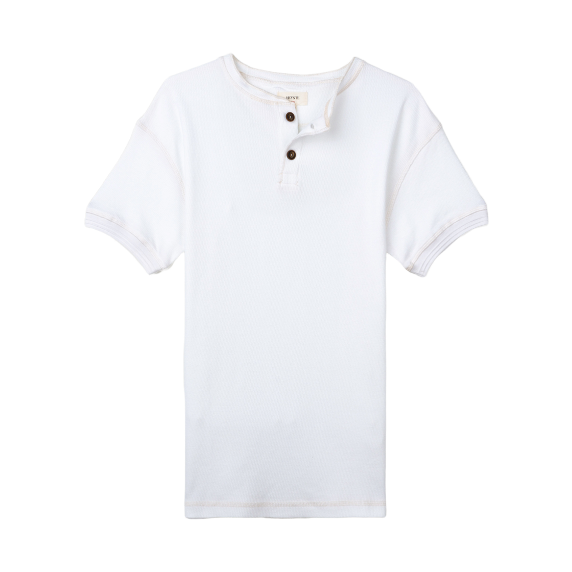 242-WWKHT-THT-er HEYSTE Washed Waffle Knit Henley Tee Ecru