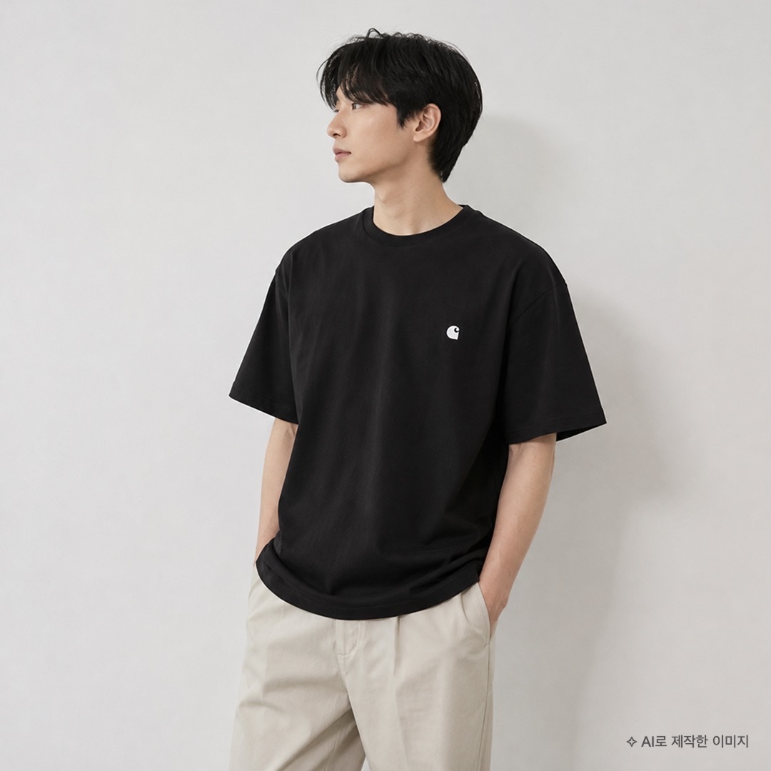 [25% 쿠폰] Carhartt WIP S/S Madison T-Shirt Black White, Carhartt WIP S/S Madison T-Shirt Black White 착용 스타일